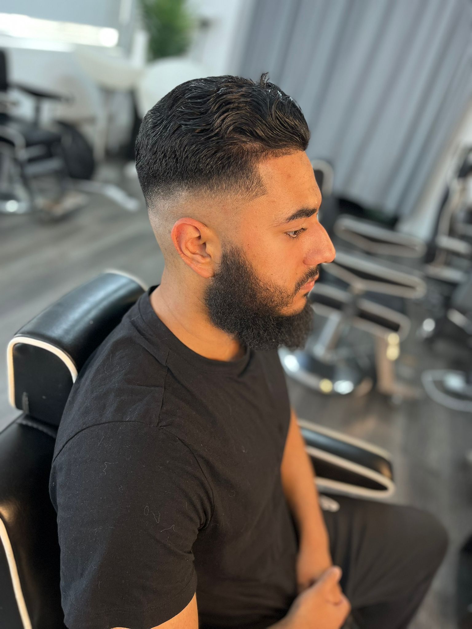 Modern European cut with beard